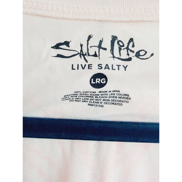 Salt Life L T-Shirt Women's Large Peach Beach Tropical Print on Back COTTON NWT - Picture 4 of 8